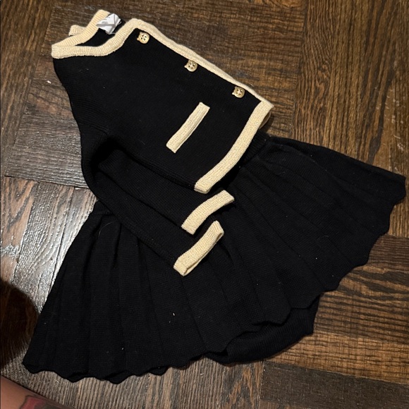Black and Cream Baby Cardigan and Skirt Set - Picture 2 of 3